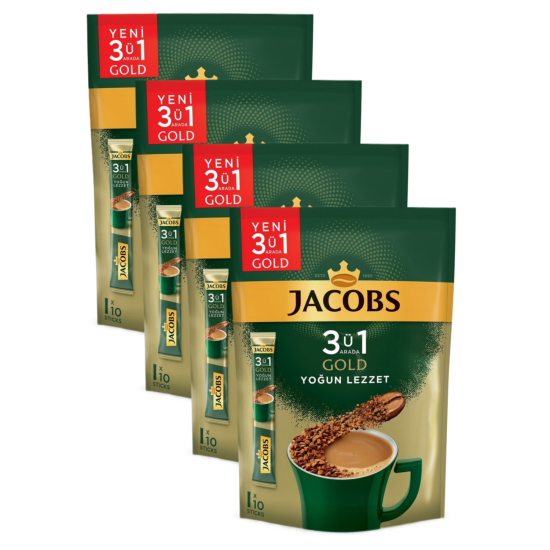 Jacobs 3ü 1 Arada Gold Yoğun Lezzet Kahve 40 Adet ( 4 X 10’lu Paket )