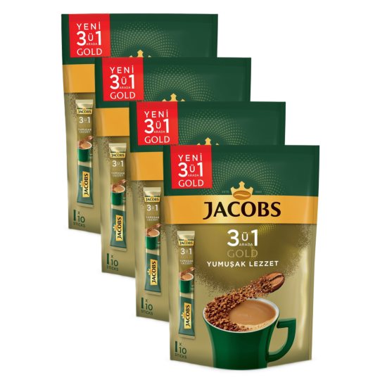 Jacobs 3ü 1 Arada Gold Yumuşak Lezzet Kahve 40 Adet ( 4 X 10’lu Paket )