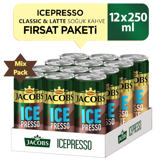 Jacobs Icepresso Classic 250 ml X 6 Adet & Jacobs Icepresso Latte 250 ml X 6 Adet Soğuk Kahve