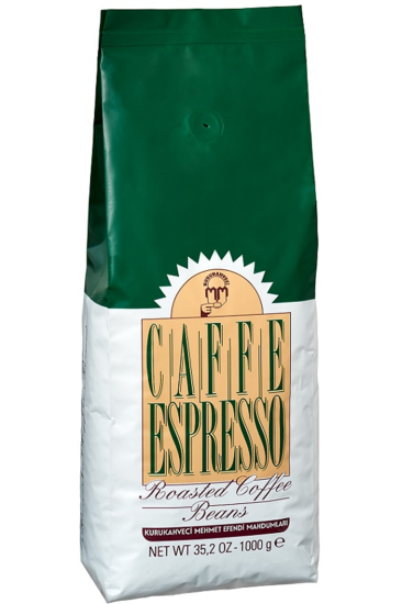 Kurukahveci Mehmet Efendi Caffe Espresso Çekirdek Kahve Folyo Ambalaj 1000 Gr