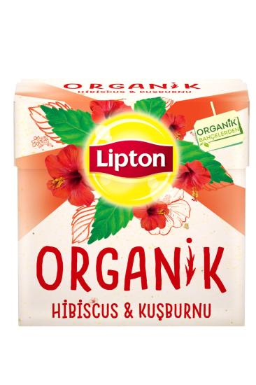 Lipton Organik Hibiscus (Bamya Çiçeği) & Kuşburnu Bitki ve Meyve Çayı 20’li