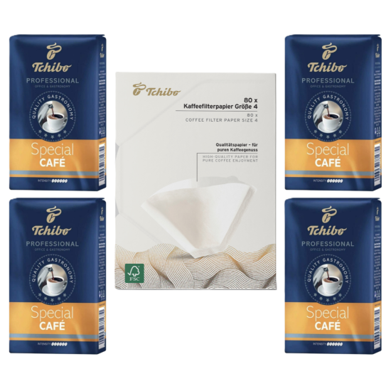 TTchibo Professional Special Cafe Filtre Kahve 250 G X 4 Adet + Tchibo Filtre Kahve Kağıdı 4 Numara 80 Adet